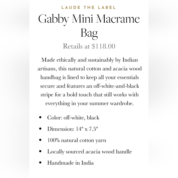 NWT Laude The Label Gabby Mini Macrame Bag - Picture 5 of 5